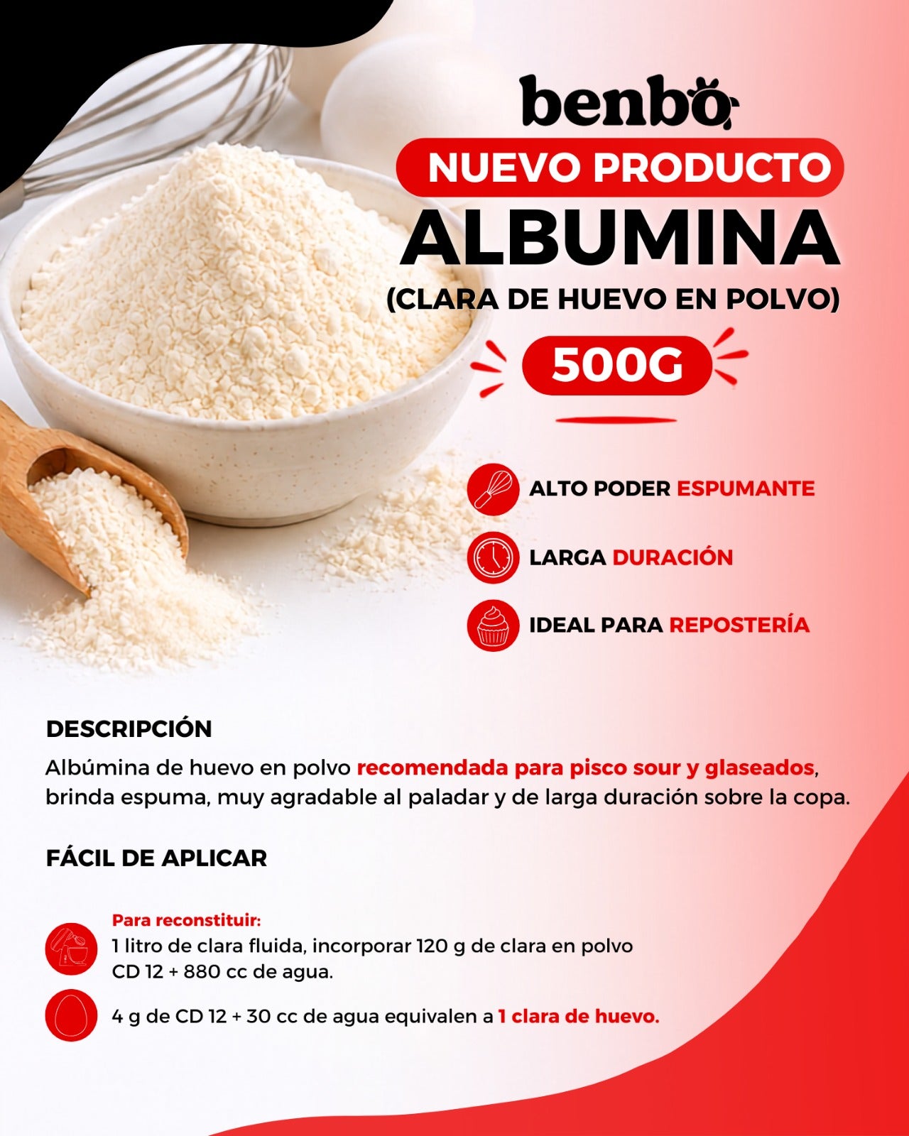 Albumina Deshidratada 500 Gramos (Clara En Polvo)